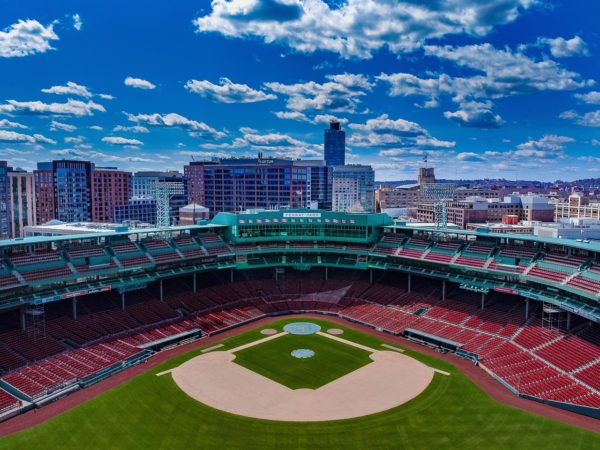 A close up of Fenway park in Boston